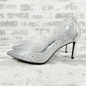 NEW Jeffrey Campbell Crystaline Rhinestone Pump Clear-Silver Evening Heels X248